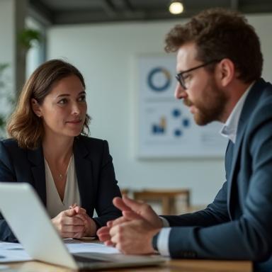 Consultant legt strategie uit aan klant