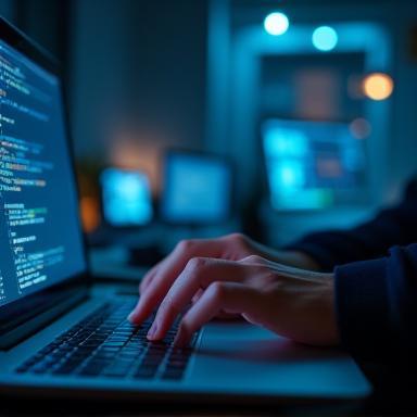 Software engineer aan het programmeren